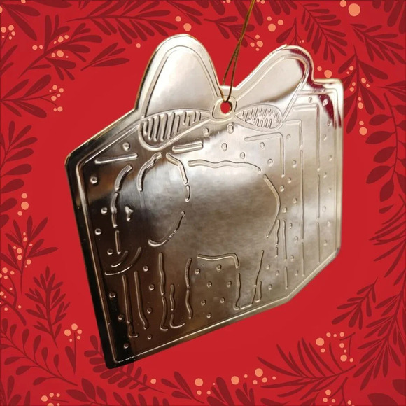 Elephant Embossed Metal Christmas Ornament - Picture 2 of 5